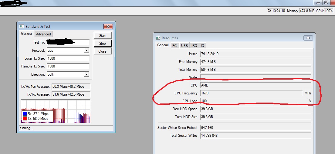 Bandwidth test